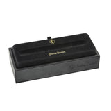 Open black Conway Stewart presentation box for the Belliver Classic Green pen, shown empty
