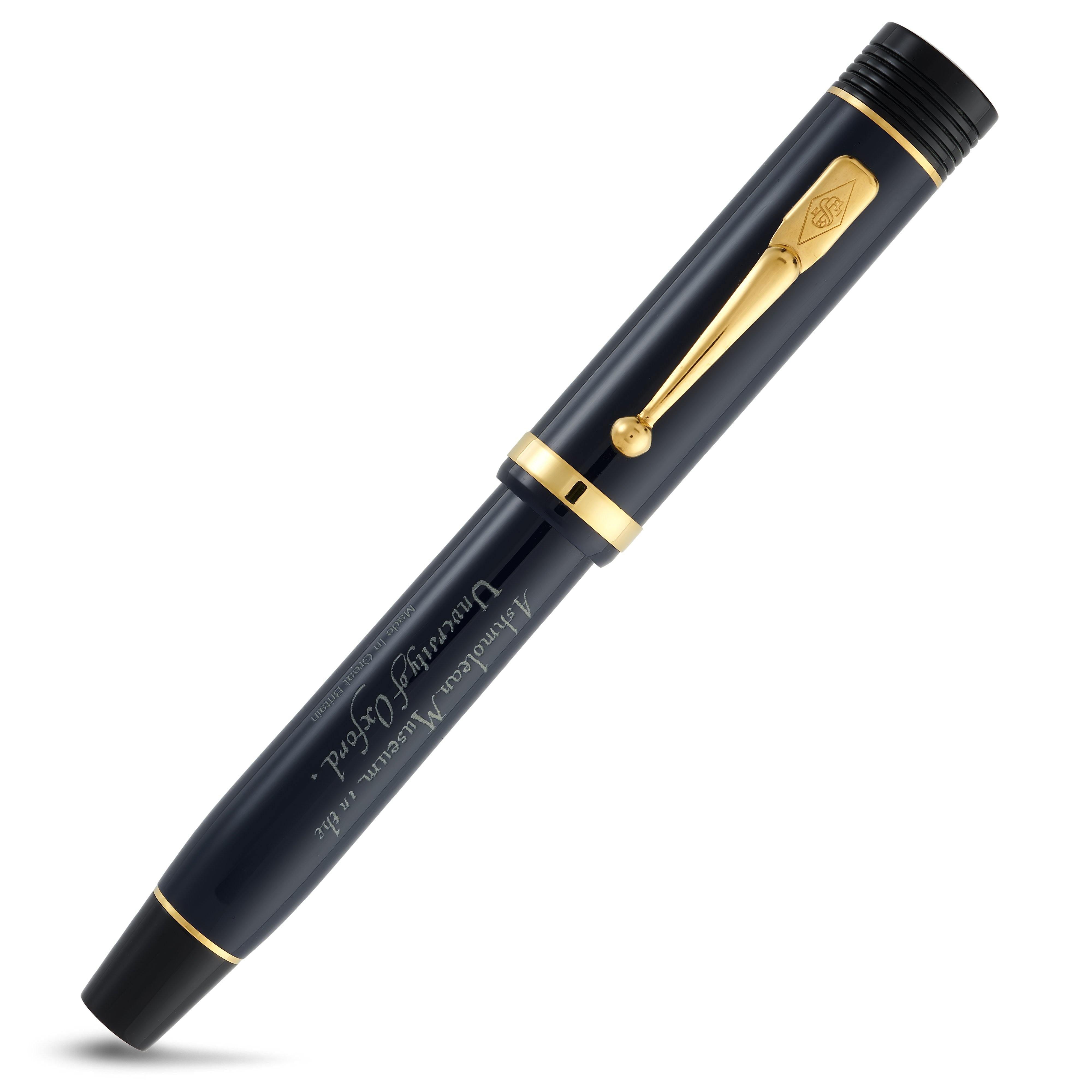 Ashmolean John Ruskin rollerball capped, marbled resin with gold trim