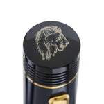 Ashmolean John Ruskin pen cap top engraved with a lion's head crest
