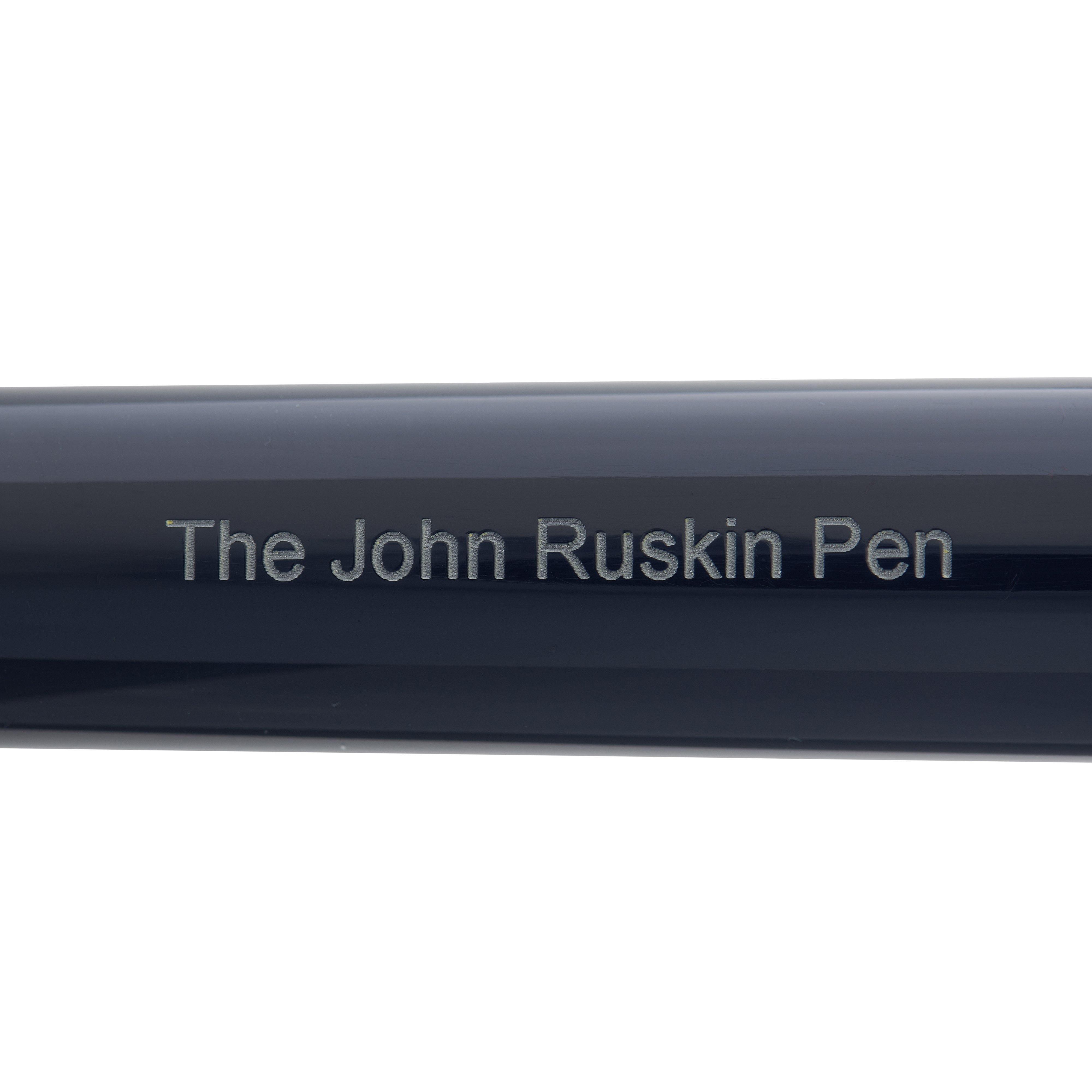 John Ruskin Pen engraving on the barrel of the Ashmolean pen