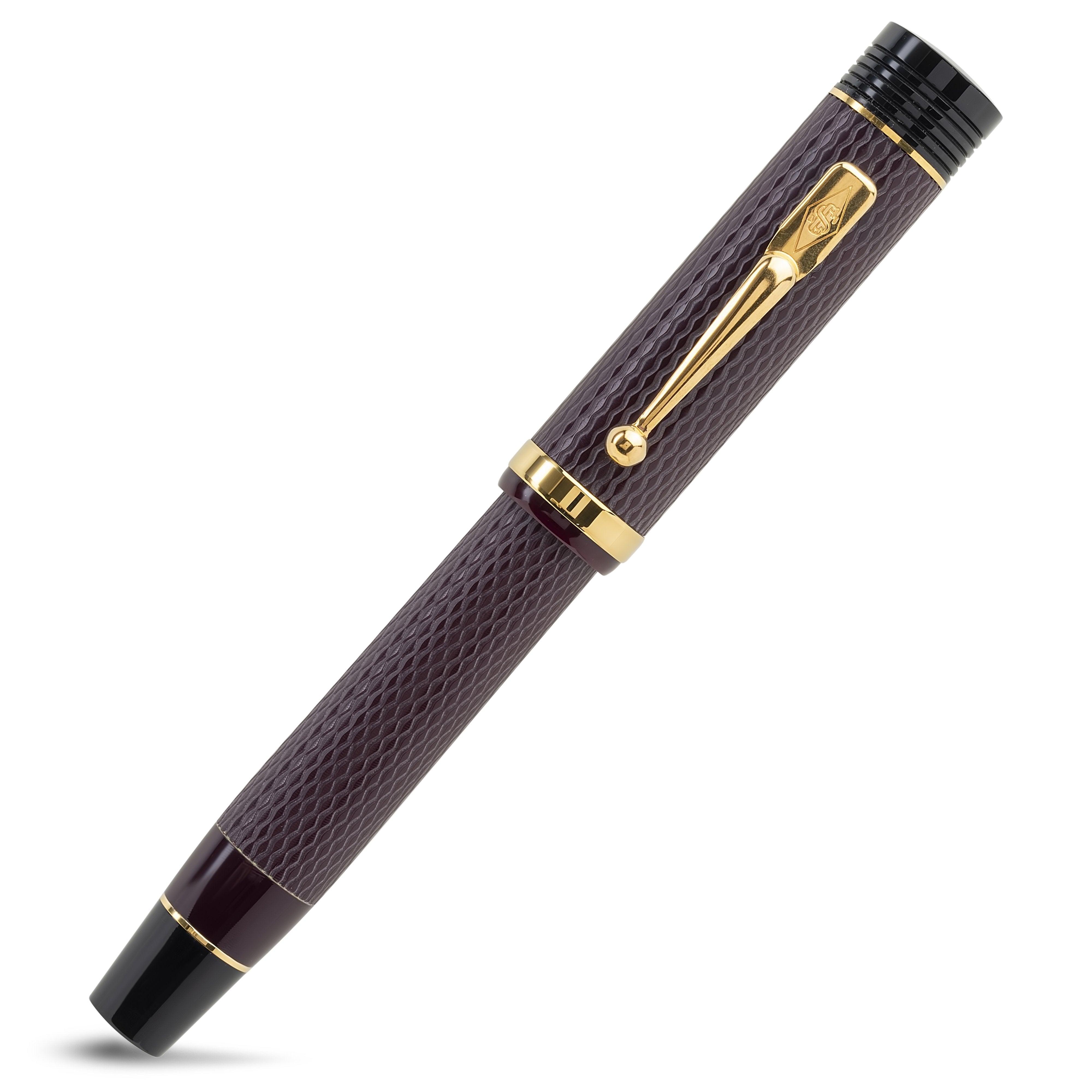 Conway Stewart Churchill Bordeaux Chased rollerball capped, chased bordeaux barrel with gold trim