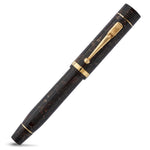 Conway Stewart Churchill Dartmoor Gold rollerball capped, marbled brown resin with gold trim