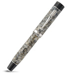 Conway Stewart Churchill Quartz White rollerball capped, pearlescent white resin with sterling silver fittings
