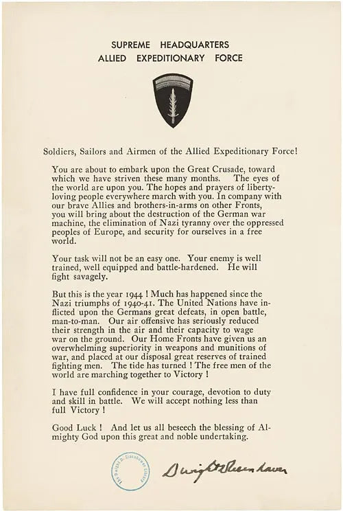 Facsimile of Eisenhower's Order of the Day accompanying the D-Day 80th Anniversary Pen
