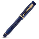 Lady Churchill Blue Stardust rollerball capped, sparkling blue resin with silver trim