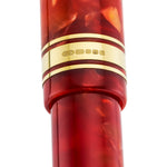 Close-up of the gold cap band hallmarked CS 375 on the Conway Stewart Series 100 Cherry Red fountain pen