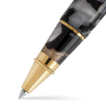 Close-up of the Series 100 Fresian rollerball tip, a gold-plated cone with a fine rollerball point