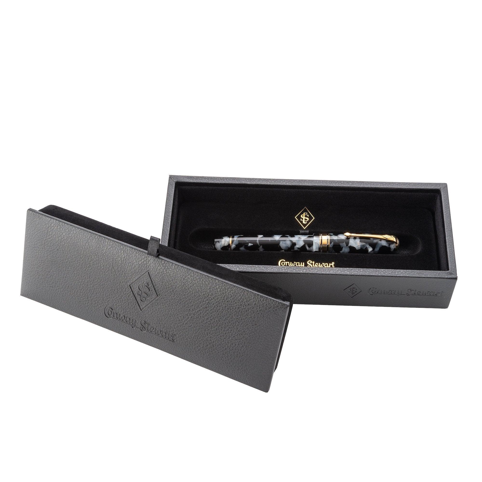 Series 100 Fresian pen presented open in its black Conway Stewart gift box