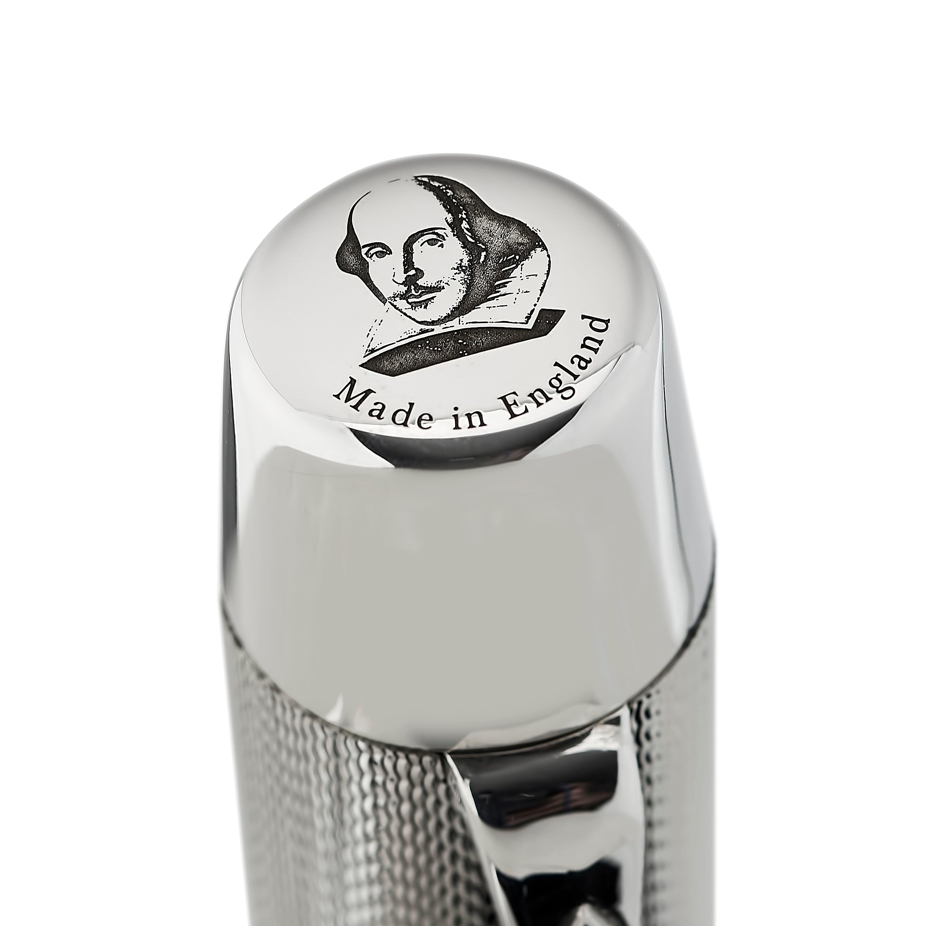 Cap-top Shakespeare portrait engraving close-up
