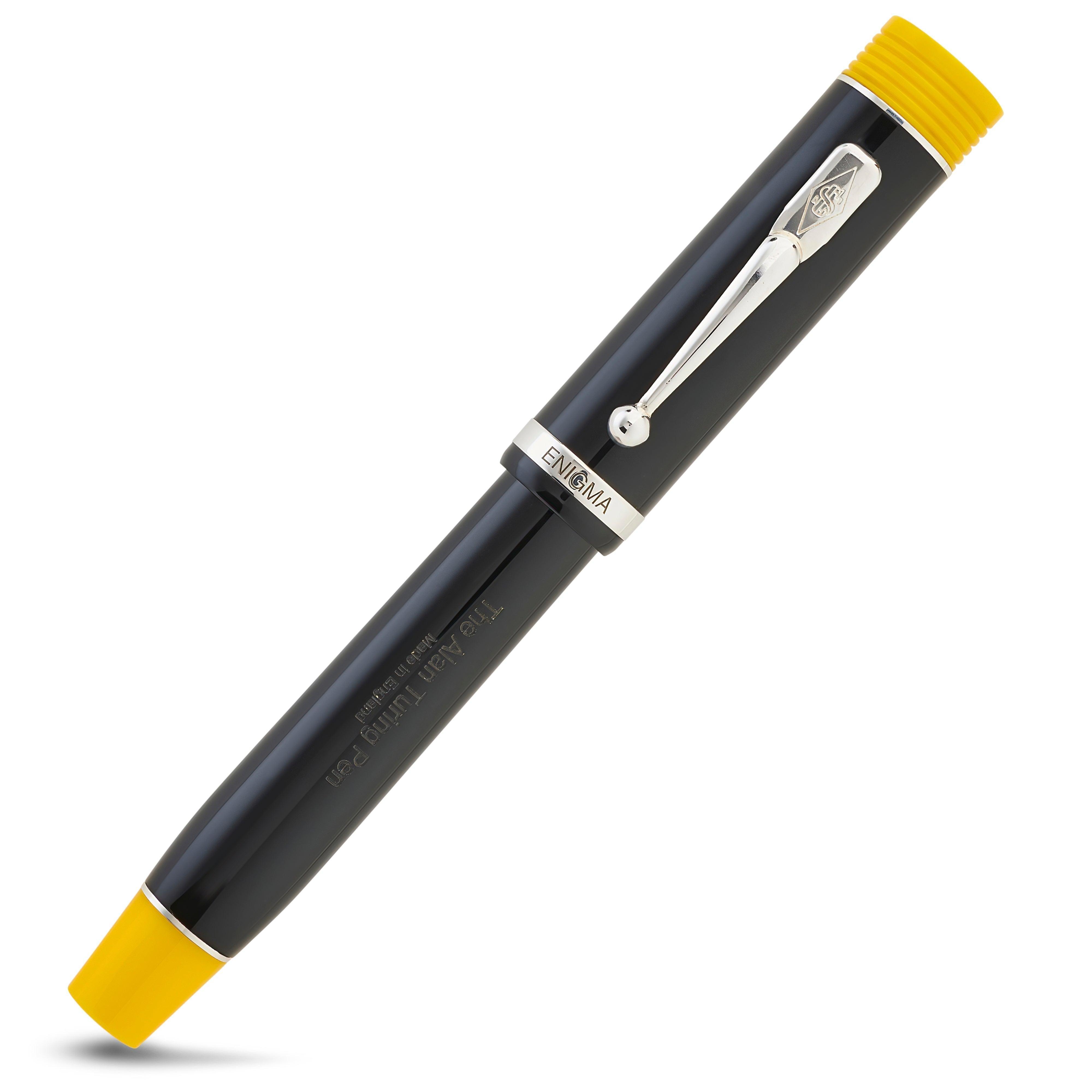 The Alan Turing Pen rollerball capped, dark resin with Enigma rotor styling